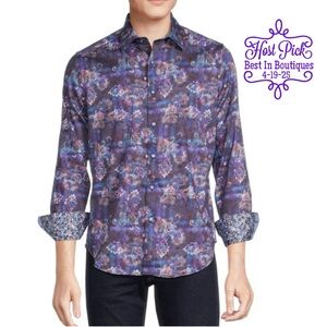 ROBERT GRAHAM Dress Shirt Albany Paisley Floral  Button Down Contrast Flip Cuff